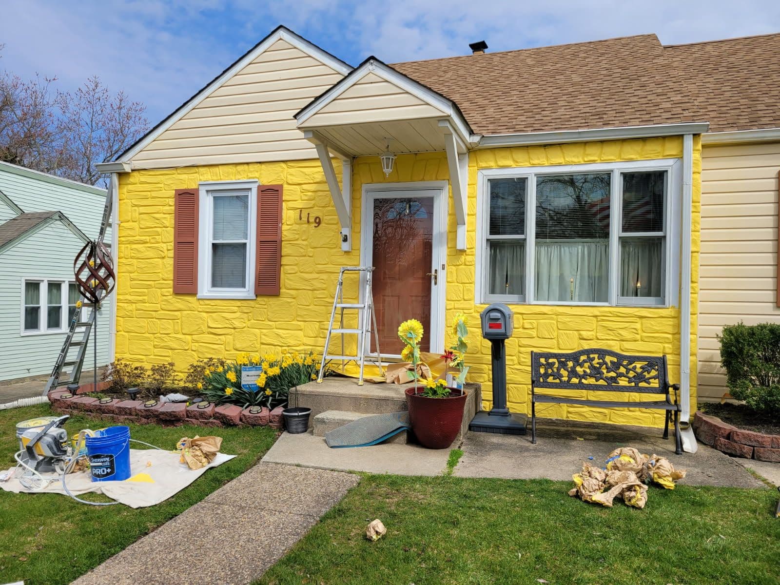 Bright Yellow Exterior Paint Refresh
